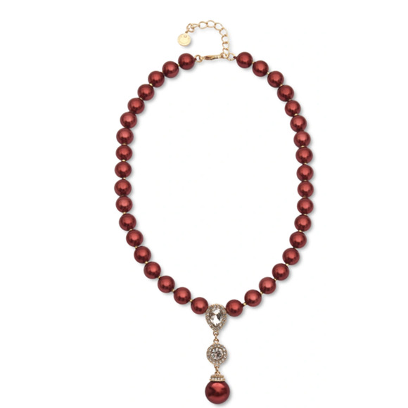 CHARTER CLUB Gold-Tone Crystal Halo & Colored Imitation Pearl Lariat Necklace - Picture 1 of 5